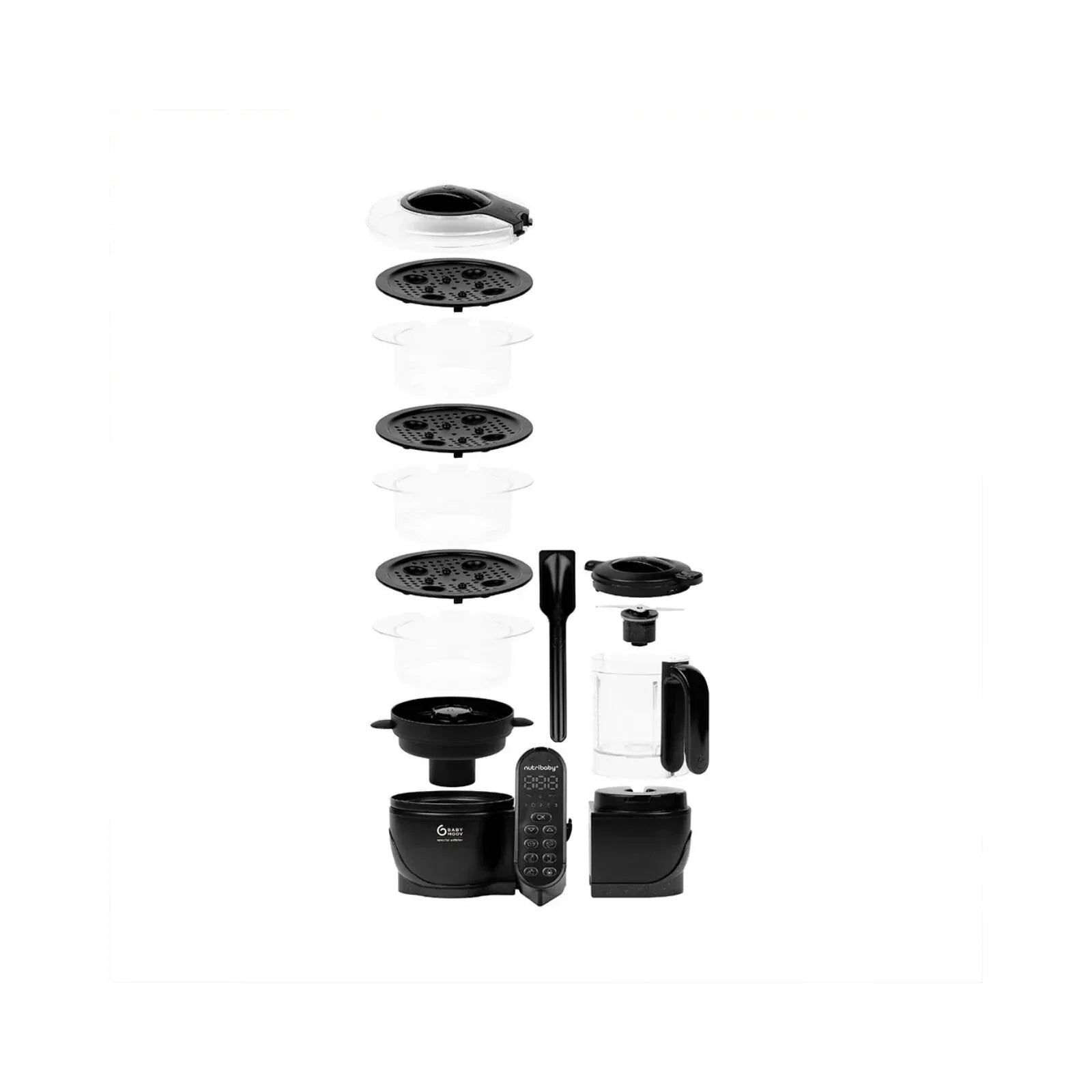Babymoov Nutribaby (+) XL 6-in-1 Baby Food Maker - Black Edition | Luxury Home Accessories | Heulog Glow