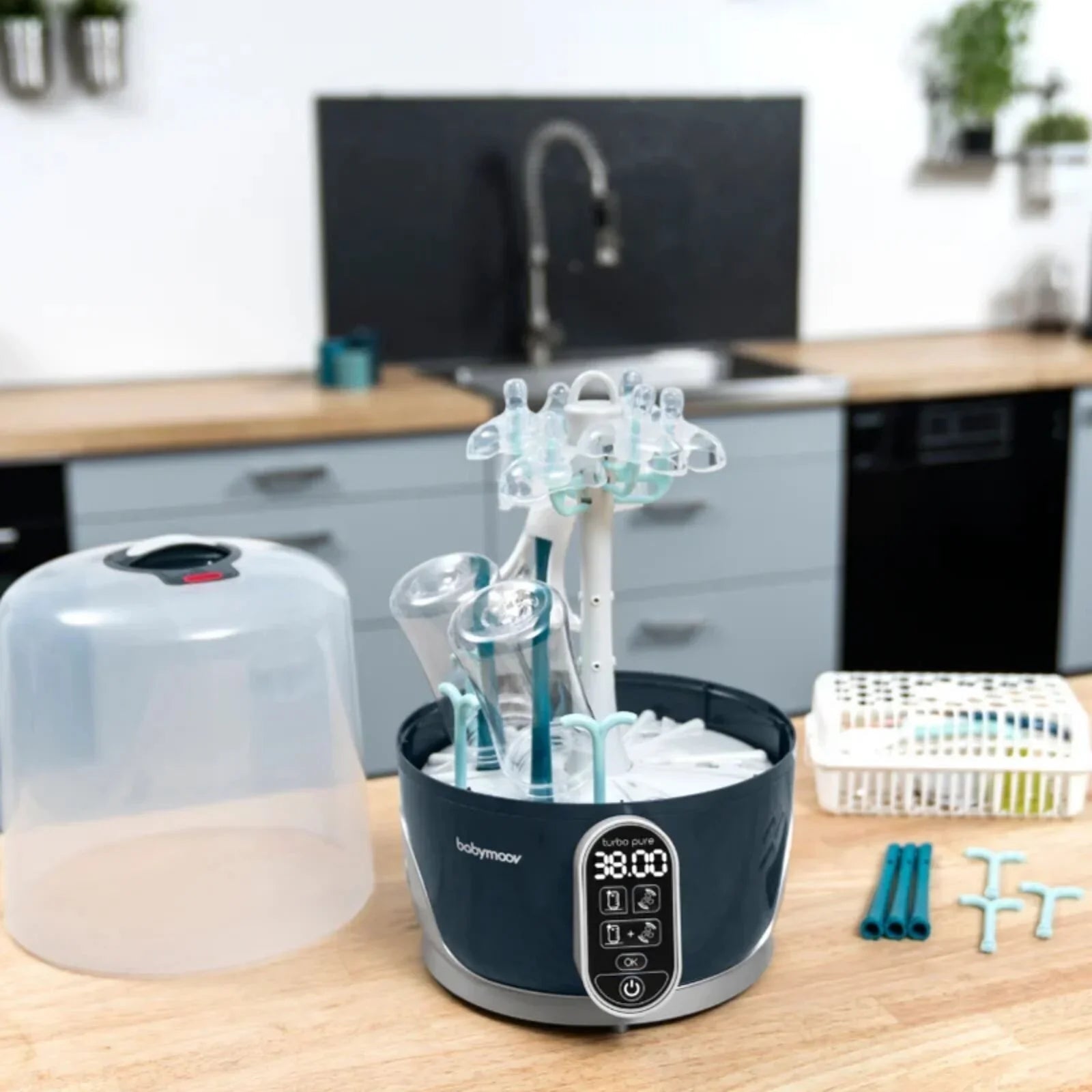 Babymoov Turbo Pure 3-in-1 Steriliser & Dryer & Purified Bottle Storage | Luxury Home Accessories | Heulog Glow