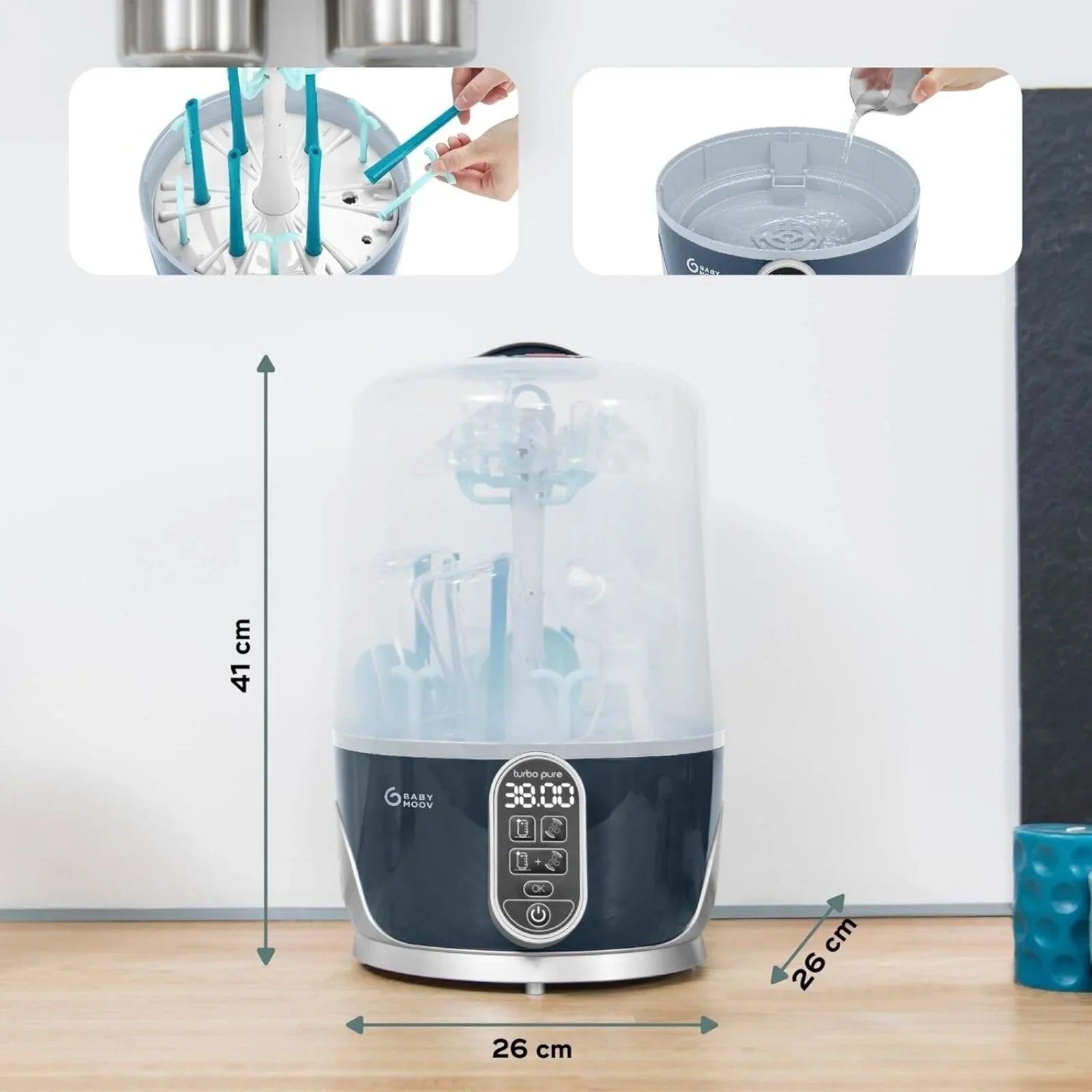 Babymoov Turbo Pure 3-in-1 Steriliser & Dryer & Purified Bottle Storage | Luxury Home Accessories | Heulog Glow