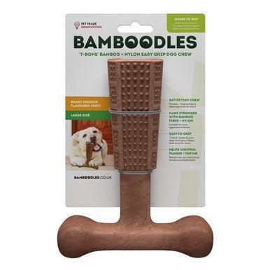 Bamboodles T Bone Chew Toy for Dogs Large 7Inch Chicken Flavour | Luxury Home Accessories | Heulog Glow