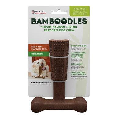 Bamboodles T Bone Chew Toy for Dogs Medium 6Inch Beef Flavour | Luxury Home Accessories | Heulog Glow