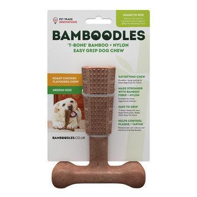 Bamboodles T Bone Chew Toy for Dogs Medium 6Inch Chicken Flavour | Luxury Home Accessories | Heulog Glow