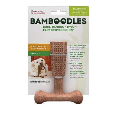 Bamboodles T Bone Chew Toy for Dogs Small 4Inch Chicken Flavour | Luxury Home Accessories | Heulog Glow