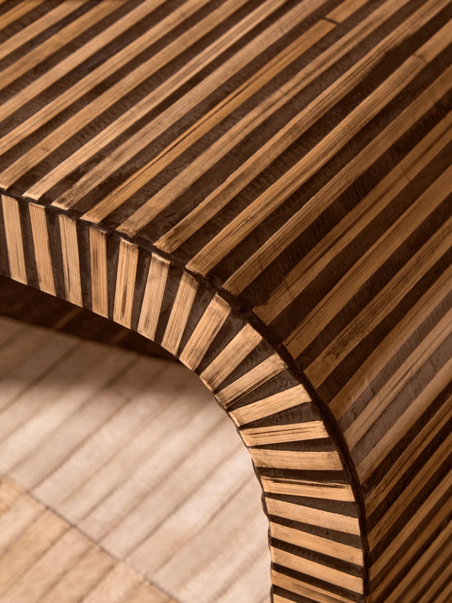 Bambusa Bamboo Inlay Curved Coffee Table | Luxury Home Accessories | Heulog Glow