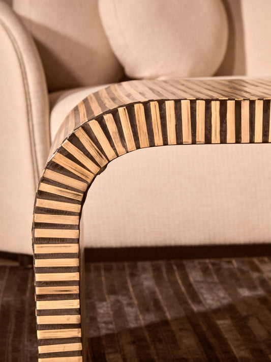 Bambusa Bamboo Inlay Curved Coffee Table | Luxury Home Accessories | Heulog Glow