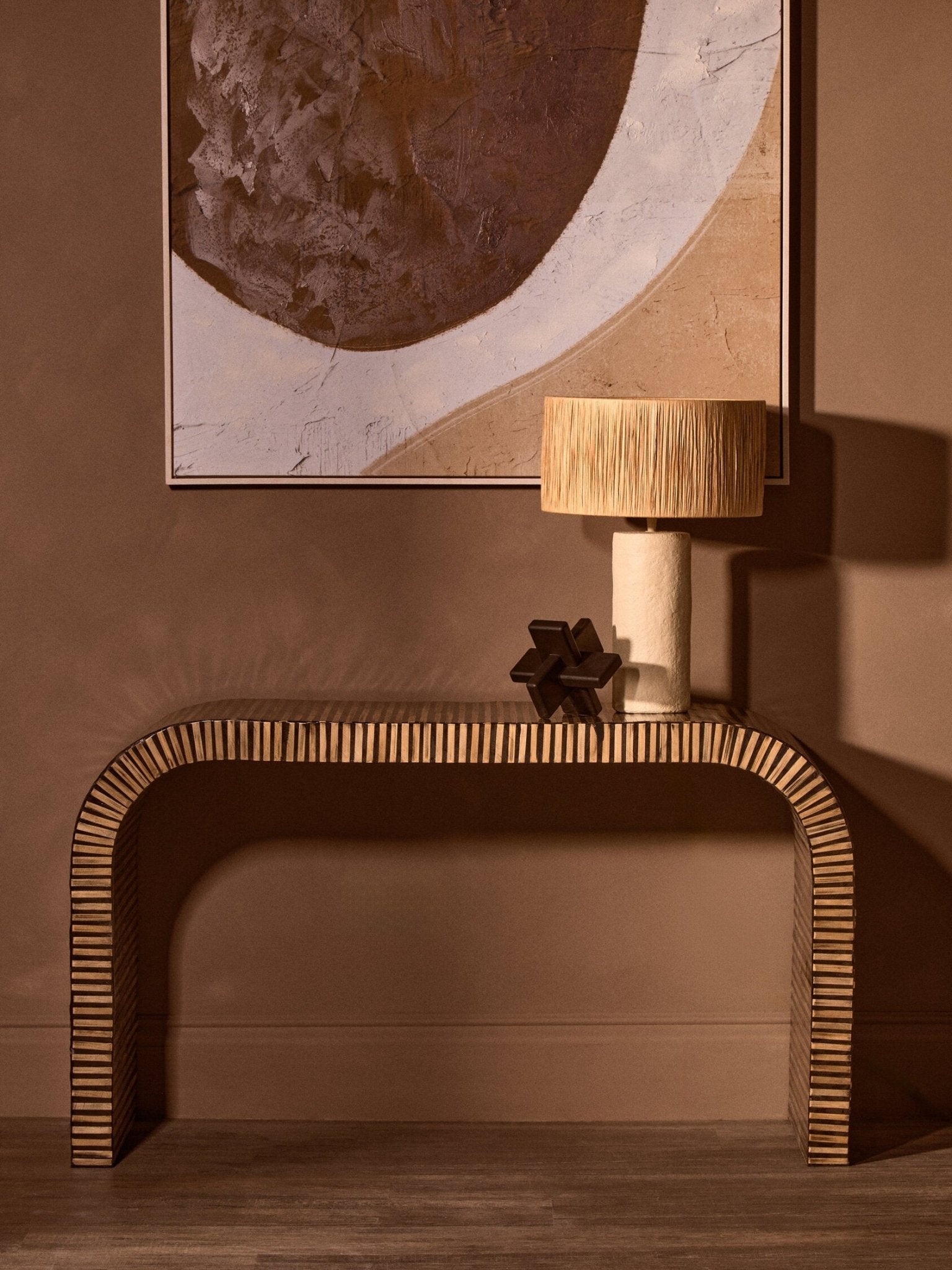 Bambusa Bamboo Inlay Curved Console Table | Luxury Home Accessories | Heulog Glow