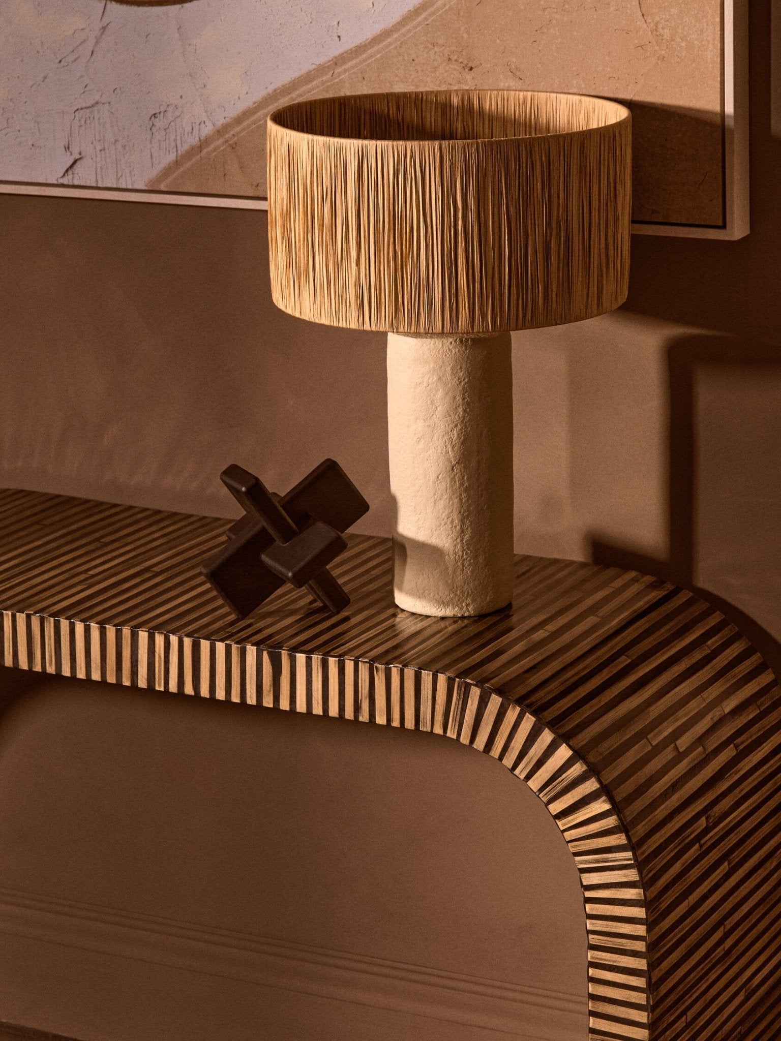 Bambusa Bamboo Inlay Curved Console Table | Luxury Home Accessories | Heulog Glow