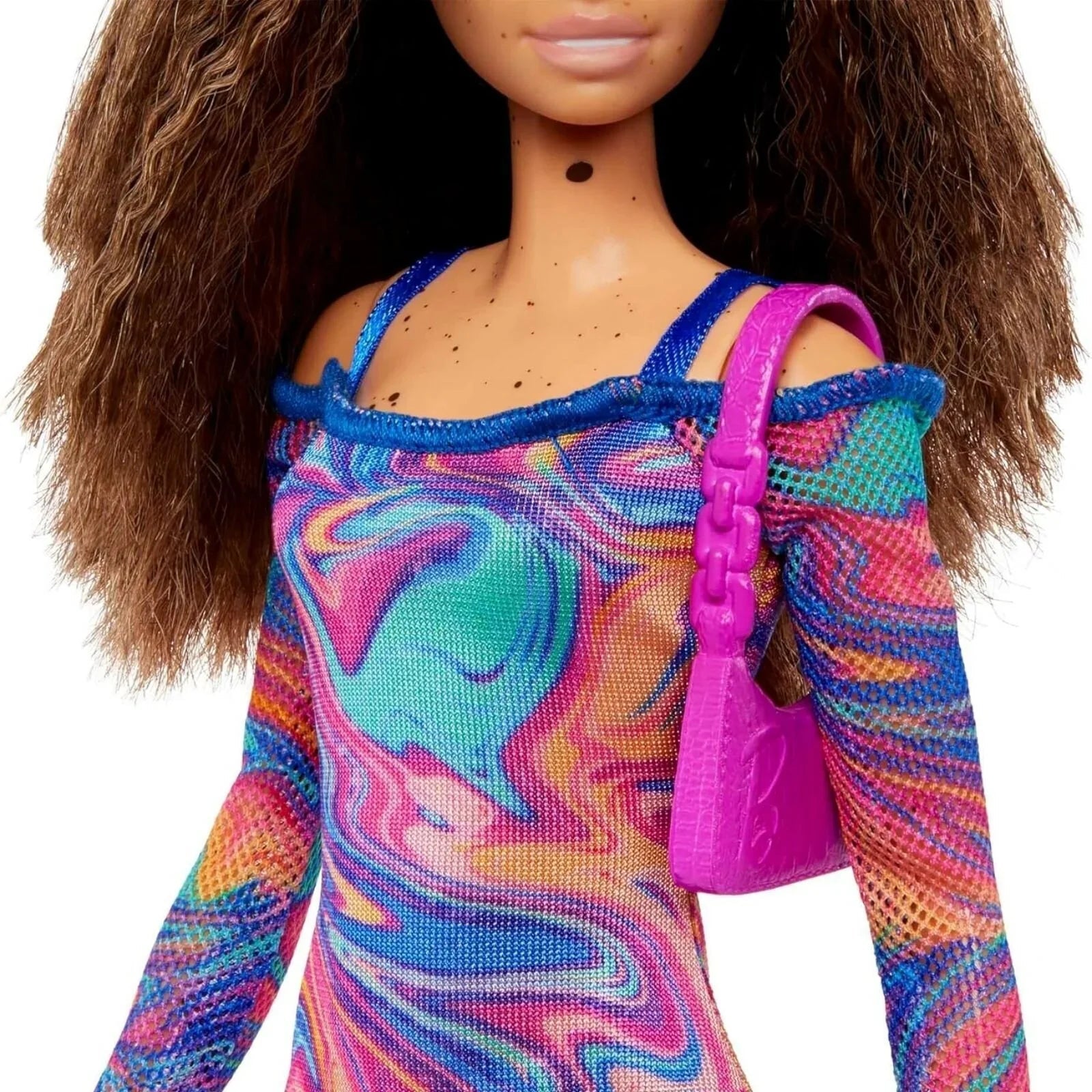 Barbie Fashionista Doll with Rainbow Marble Printed Dress | Luxury Home Accessories | Heulog Glow