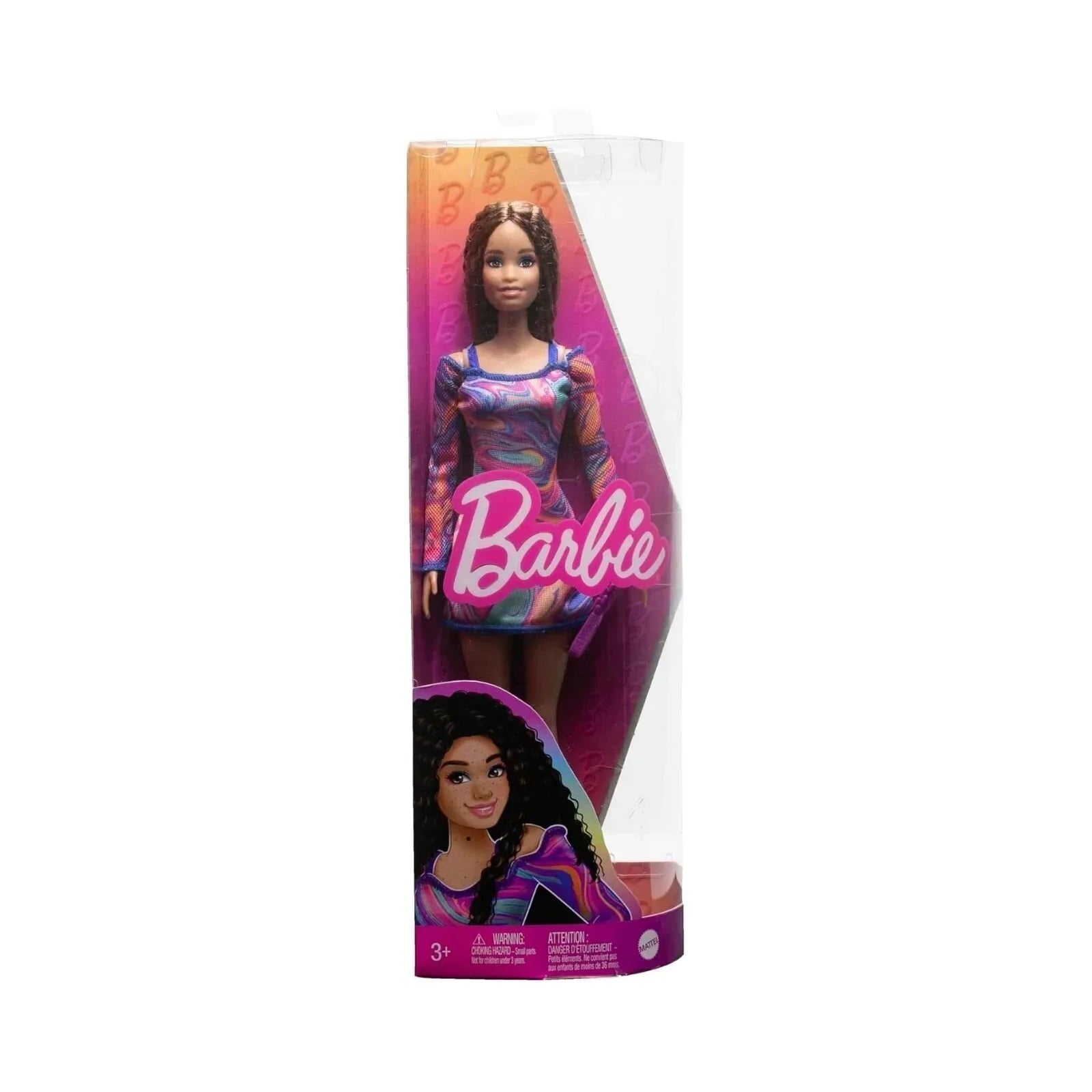 Barbie Fashionista Doll with Rainbow Marble Printed Dress | Luxury Home Accessories | Heulog Glow