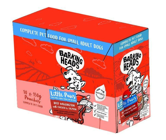 Barking Heads Little Paws Wet Beef Wagginton with Chicken & Salmon 10 x 150g | Luxury Home Accessories | Heulog Glow
