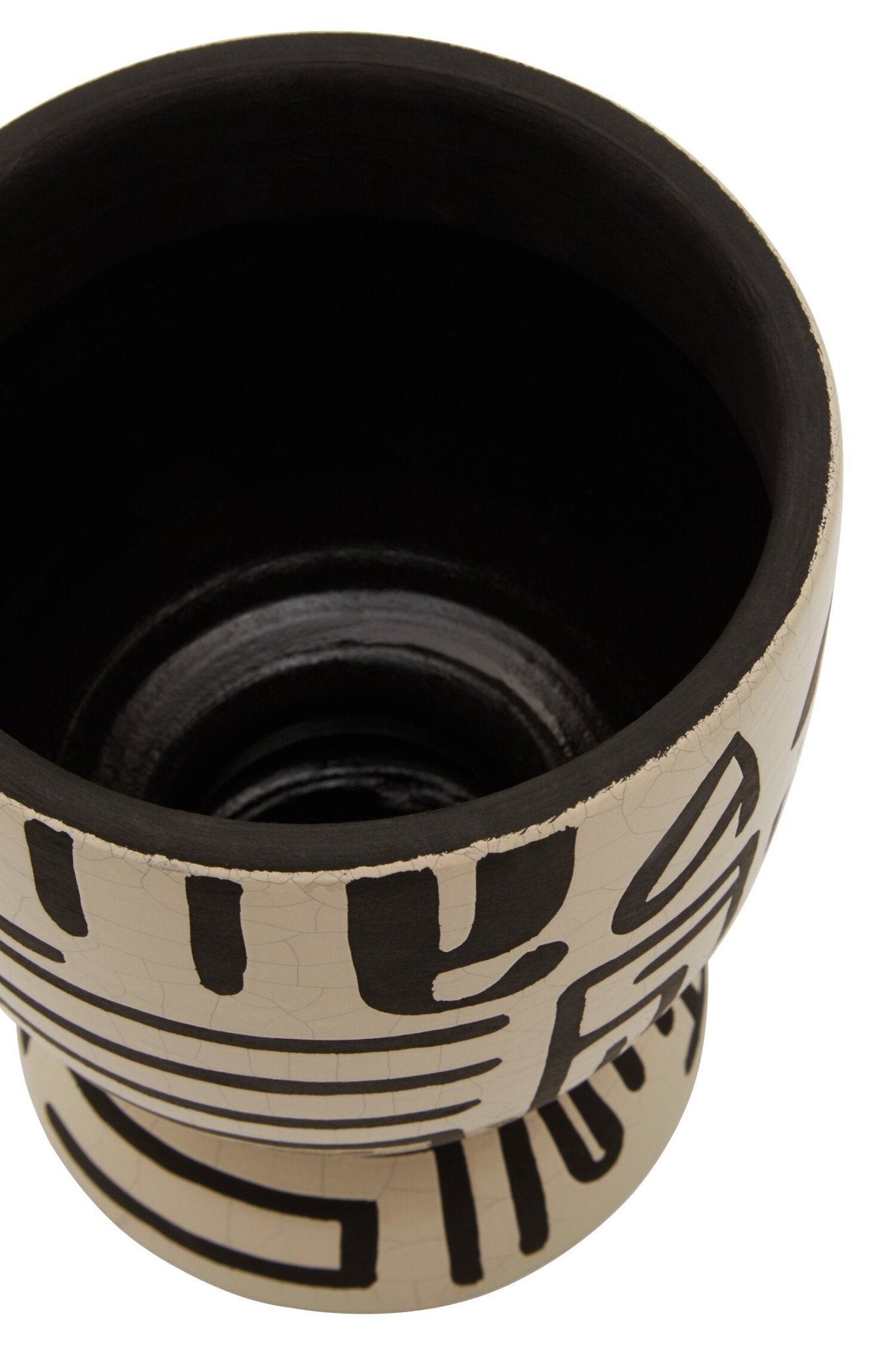Barren Earthenware White And Black Hand Painted Planter | Luxury Home Accessories | Heulog Glow