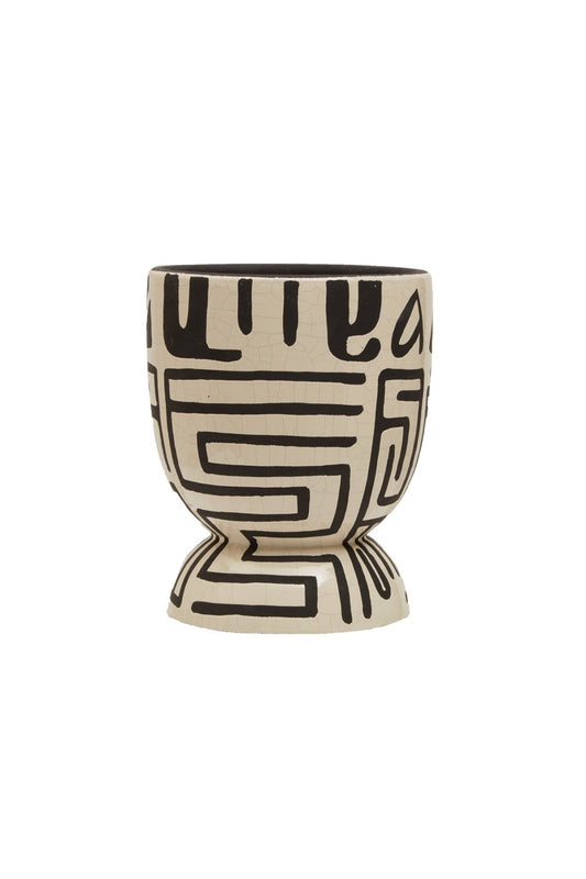 Barren Earthenware White And Black Hand Painted Planter | Luxury Home Accessories | Heulog Glow
