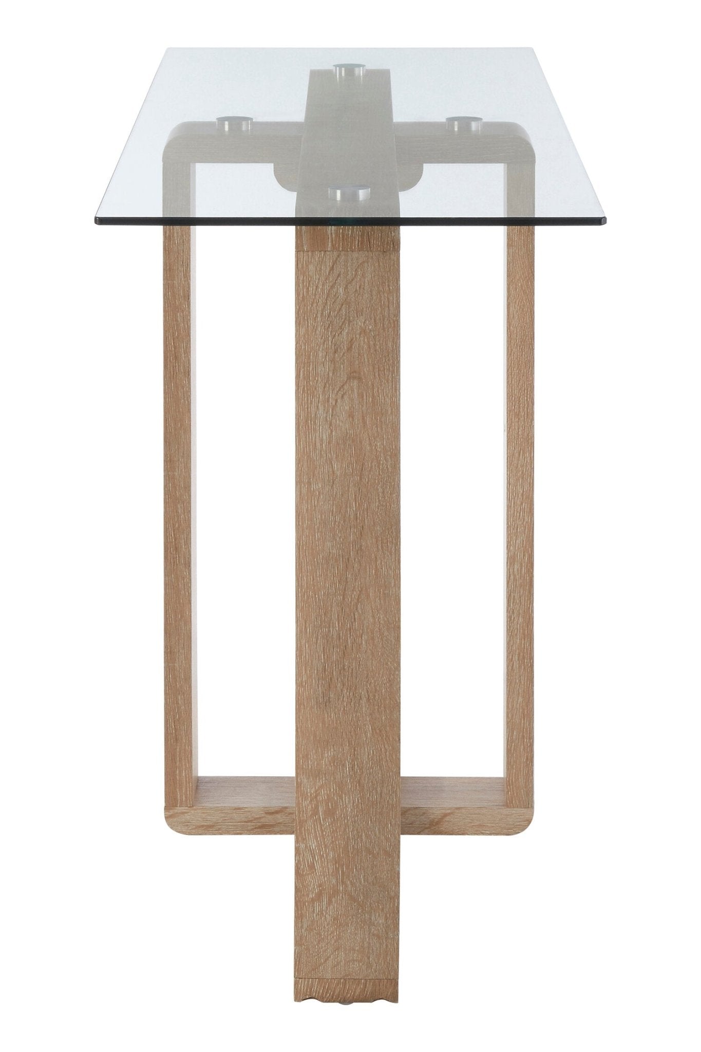 Barton Glass Console Table with Wood Effect Legs | Luxury Home Accessories | Heulog Glow