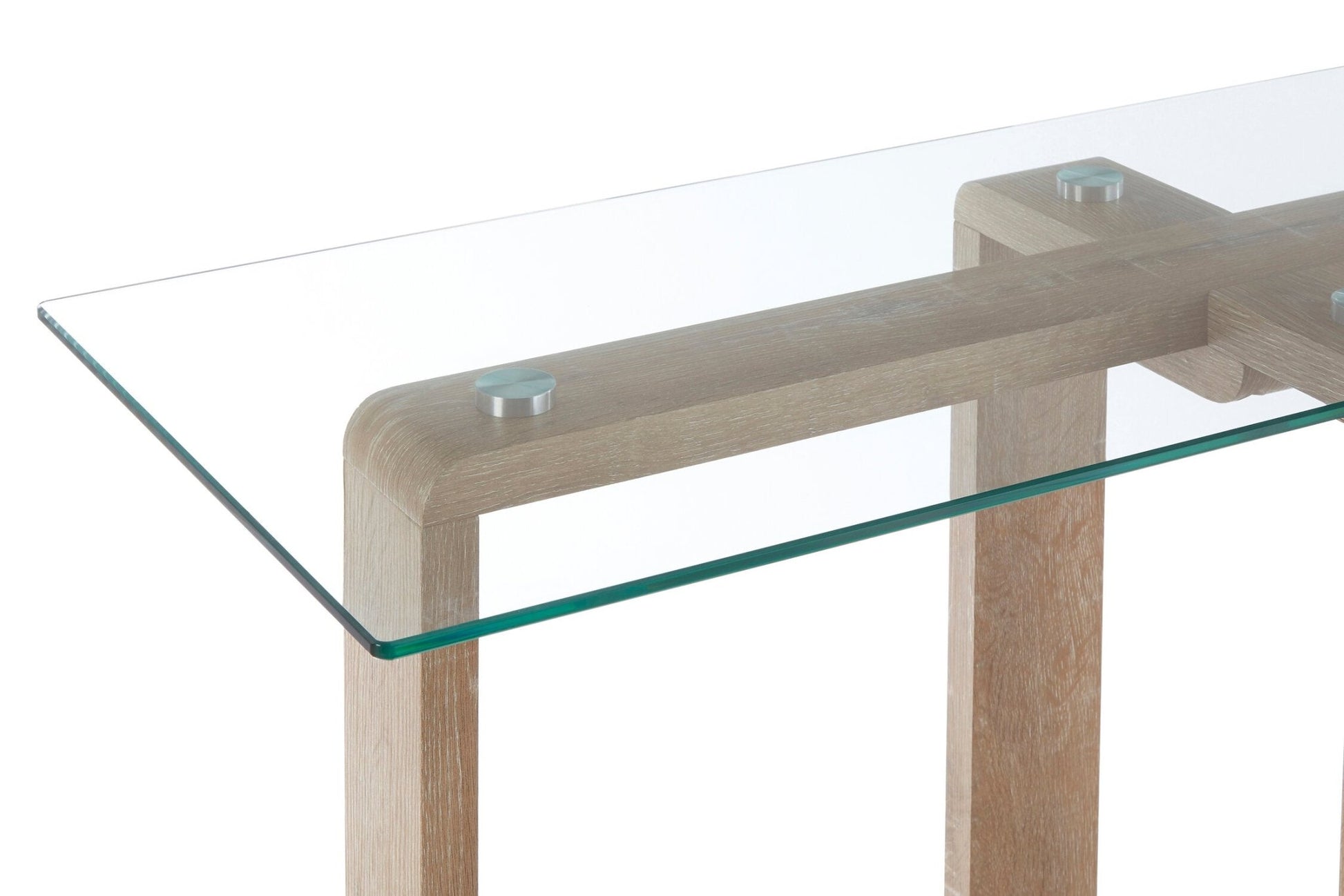 Barton Glass Console Table with Wood Effect Legs | Luxury Home Accessories | Heulog Glow