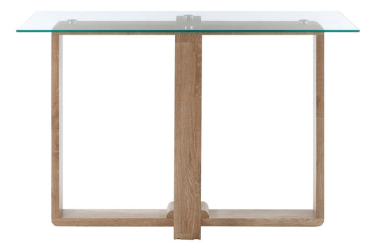 Barton Glass Console Table with Wood Effect Legs | Luxury Home Accessories | Heulog Glow