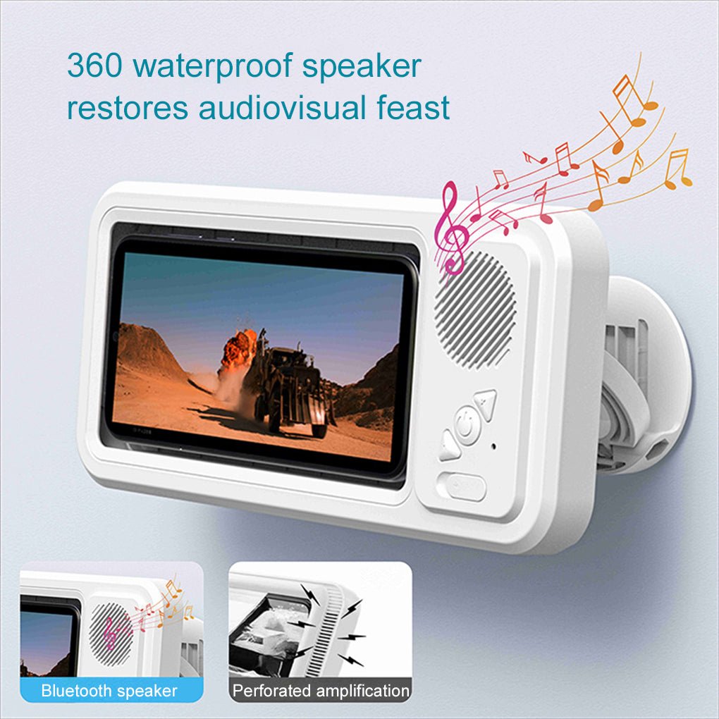 Bathroom Waterproof Mobile Phone Box Bluetooth Speaker Audio Bath TV Stand Mobile Phone Holder 360 Degree Rotation Touch Screen | Luxury Home Accessories | Heulog Glow