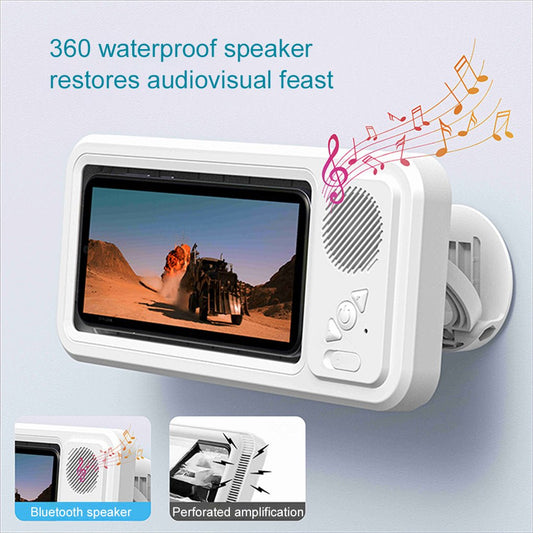 Bathroom Waterproof Mobile Phone Box Bluetooth Speaker Audio Bath TV Stand Mobile Phone Holder 360 Degree Rotation Touch Screen | Luxury Home Accessories | Heulog Glow