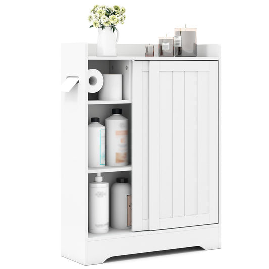 Bathroom Storage Cabinet with Toilet Paper Holders-White