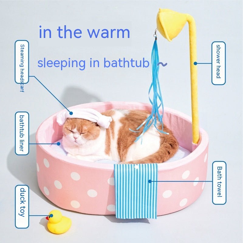 Bathtub Pet Bed Autumn And Winter Warm Nest Cat Dog Deep Sleeping Bed Cat Teaser Toy | Luxury Home Accessories | Heulog Glow