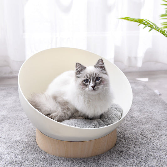 Creative Plastic Wood Grain Base Open Cat Nest