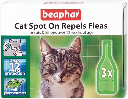 Beaphar Cat Spot On Repels Fleas 12 Week 3 pipettes | Luxury Home Accessories | Heulog Glow
