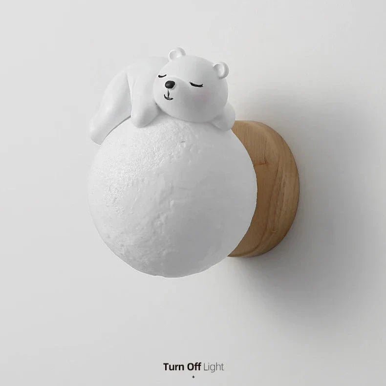 Bear Wall Light LED Kids Nursery Moon Night Light Bedroom Decor | Luxury Home Accessories | Heulog Glow