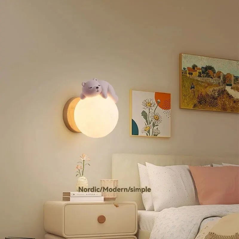 Bear Wall Light LED Kids Nursery Moon Night Light Bedroom Decor | Luxury Home Accessories | Heulog Glow