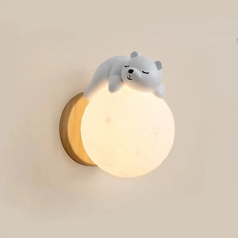Bear Wall Light LED Kids Nursery Moon Night Light Bedroom Decor | Luxury Home Accessories | Heulog Glow