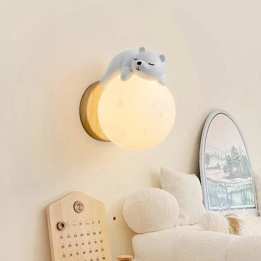 Bear Wall Light LED Kids Nursery Moon Night Light Bedroom Decor | Luxury Home Accessories | Heulog Glow