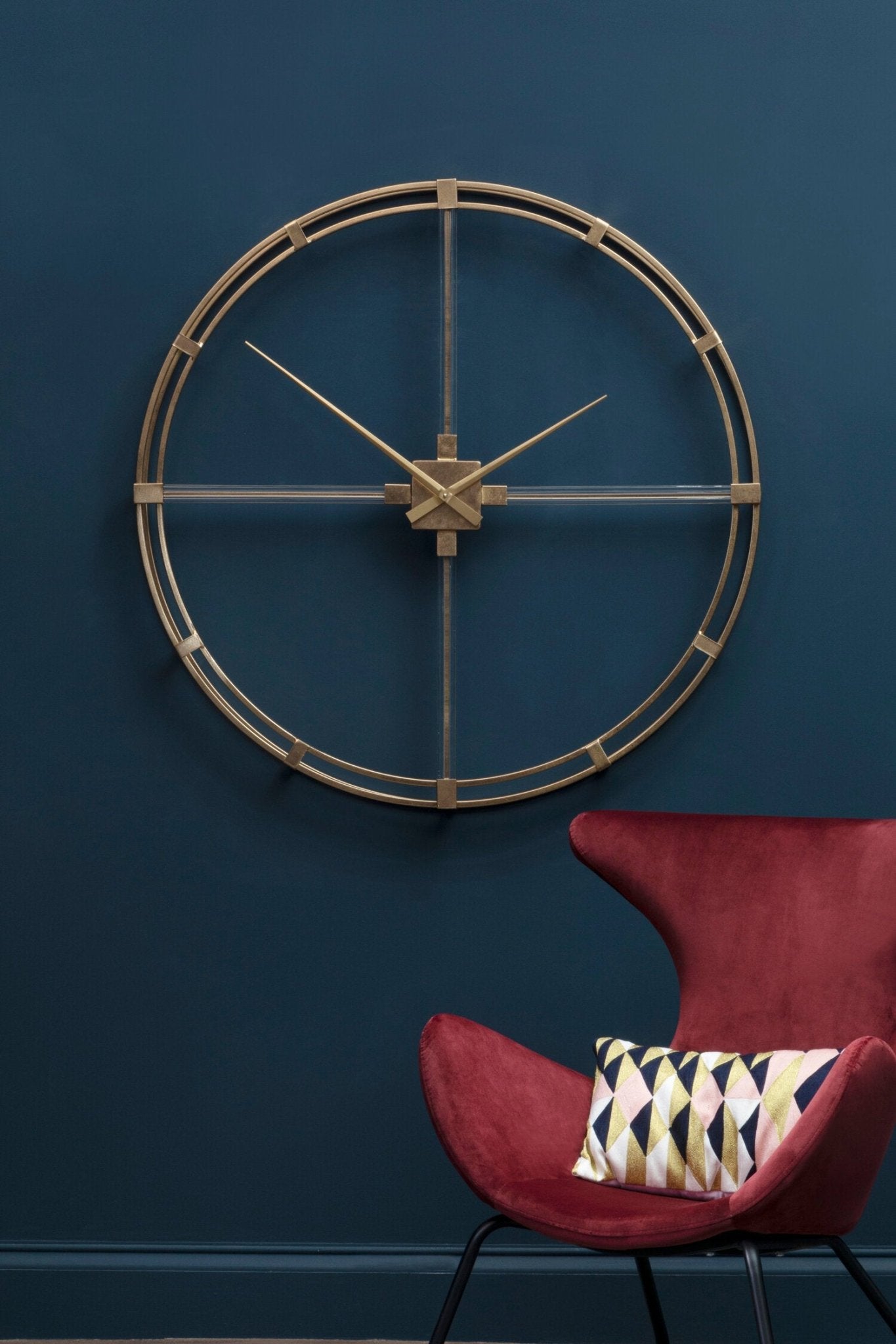 Beauly 110cm Dia Gold Finish Metal Wall Clock | Luxury Home Accessories | Heulog Glow
