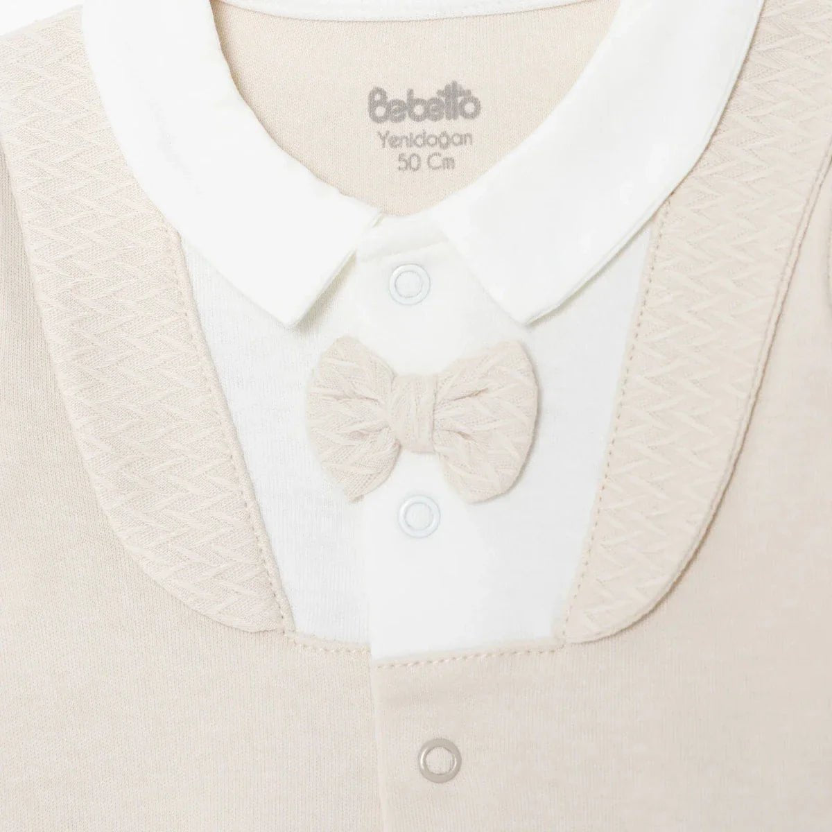 Bebetto Boys 5-Piece Newborn Hospital Set Snap Fastening Little Boss Shirt Collar Full Length Long S - Beige | Luxury Home Accessories | Heulog Glow