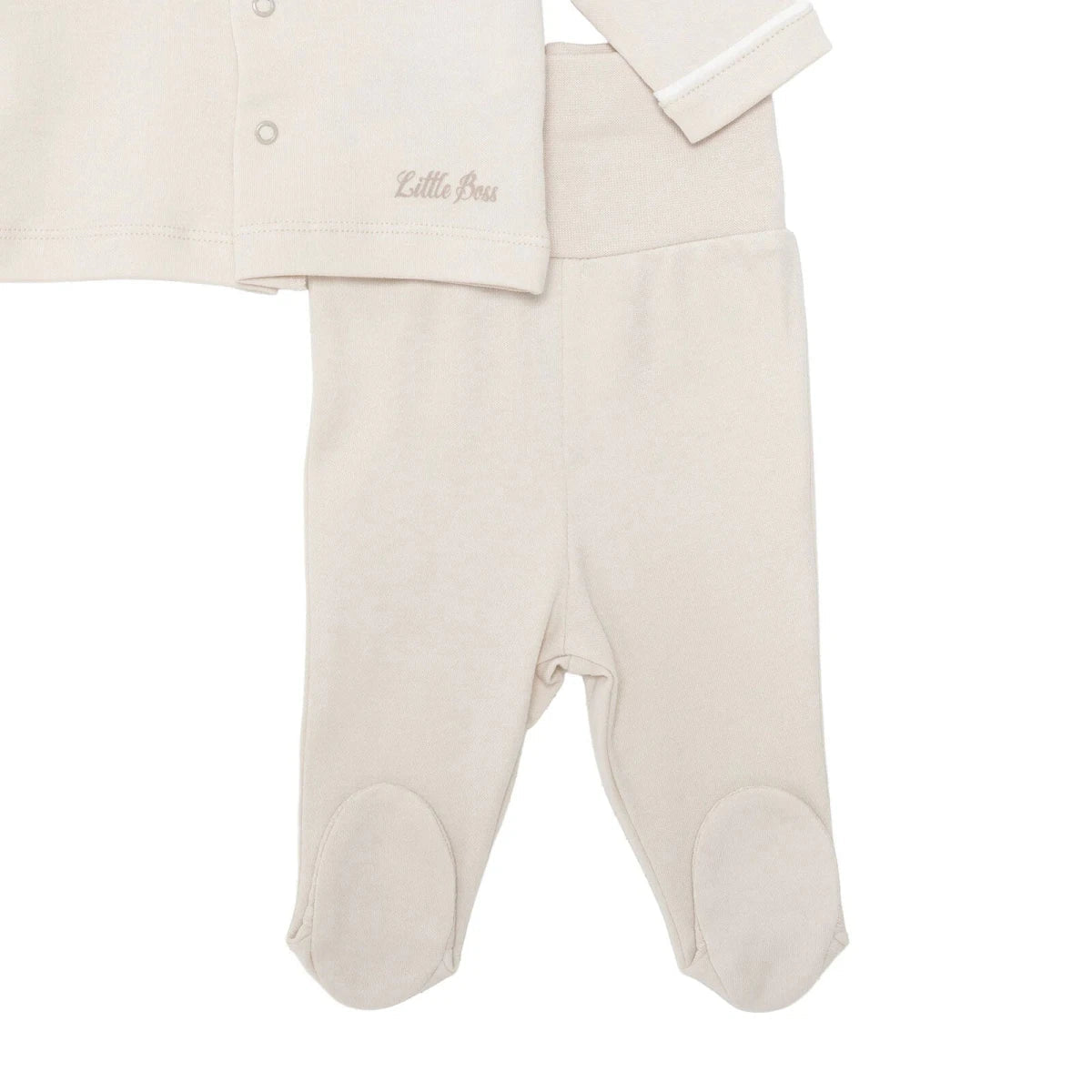 Bebetto Boys 5-Piece Newborn Hospital Set Snap Fastening Little Boss Shirt Collar Full Length Long S - Beige | Luxury Home Accessories | Heulog Glow