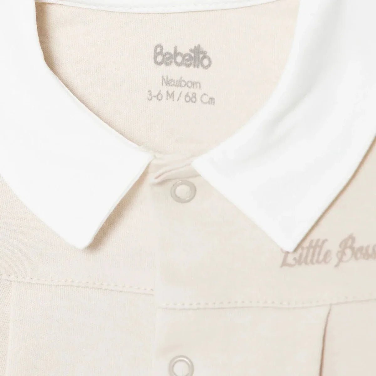 Bebetto Boys Cardigan & Footed Trousers Set Snap Fastening Little Boss Shirt Collar Full Length Long - Beige | Luxury Home Accessories | Heulog Glow