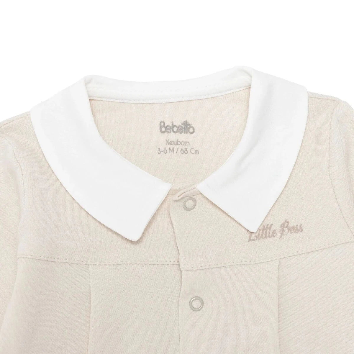 Bebetto Boys Cardigan & Footed Trousers Set Snap Fastening Little Boss Shirt Collar Full Length Long - Beige | Luxury Home Accessories | Heulog Glow