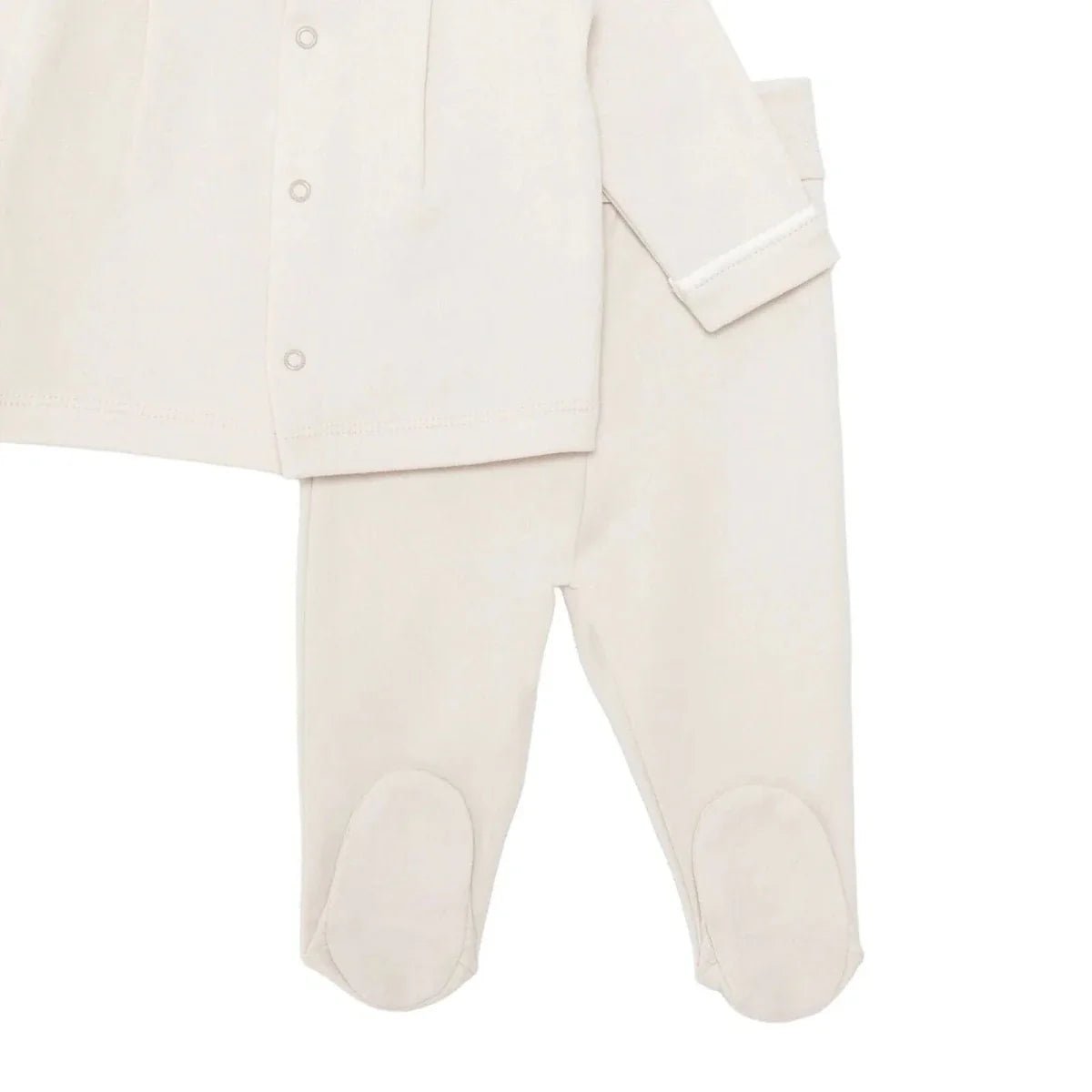 Bebetto Boys Cardigan & Footed Trousers Set Snap Fastening Little Boss Shirt Collar Full Length Long - Beige | Luxury Home Accessories | Heulog Glow