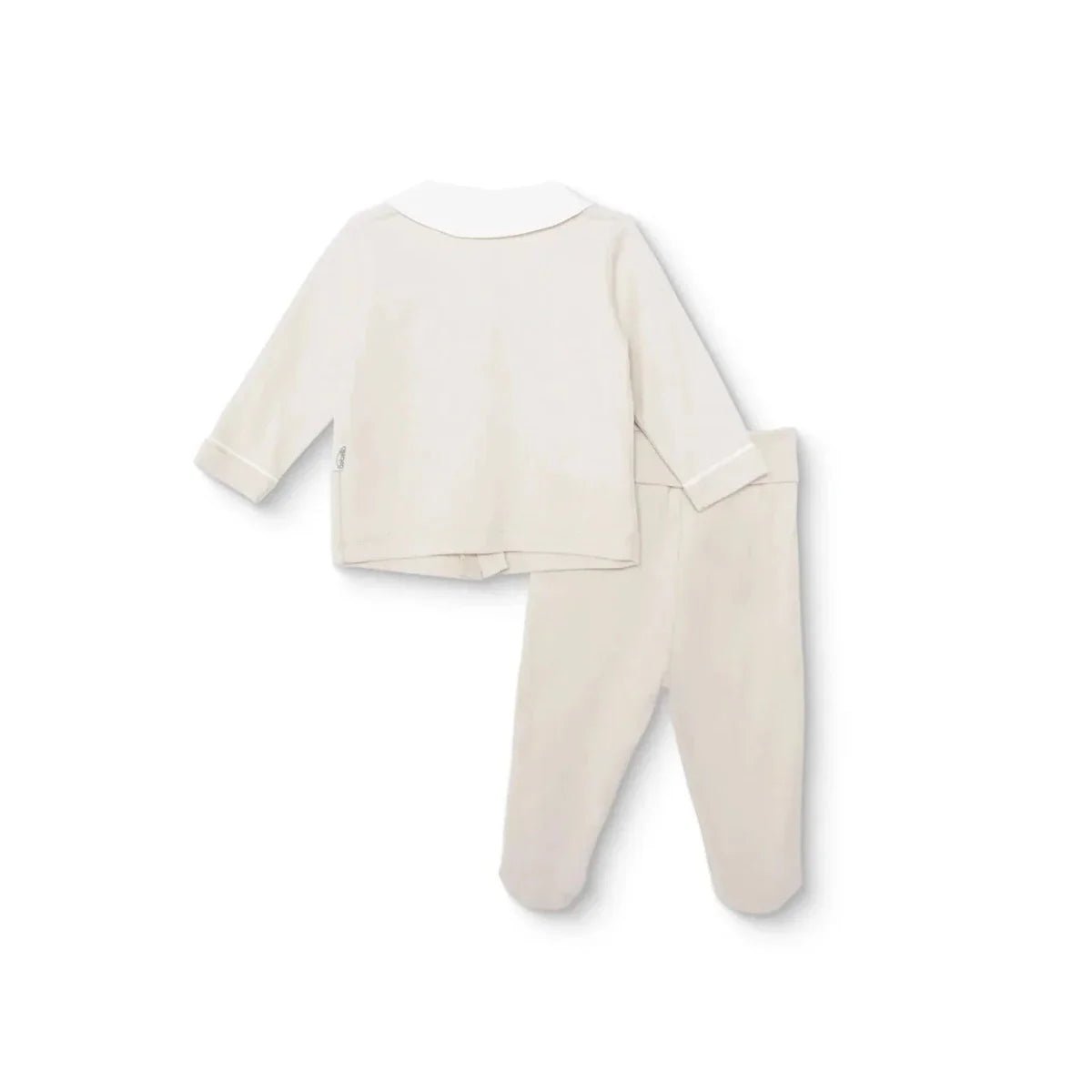 Bebetto Boys Cardigan & Footed Trousers Set Snap Fastening Little Boss Shirt Collar Full Length Long - Beige | Luxury Home Accessories | Heulog Glow