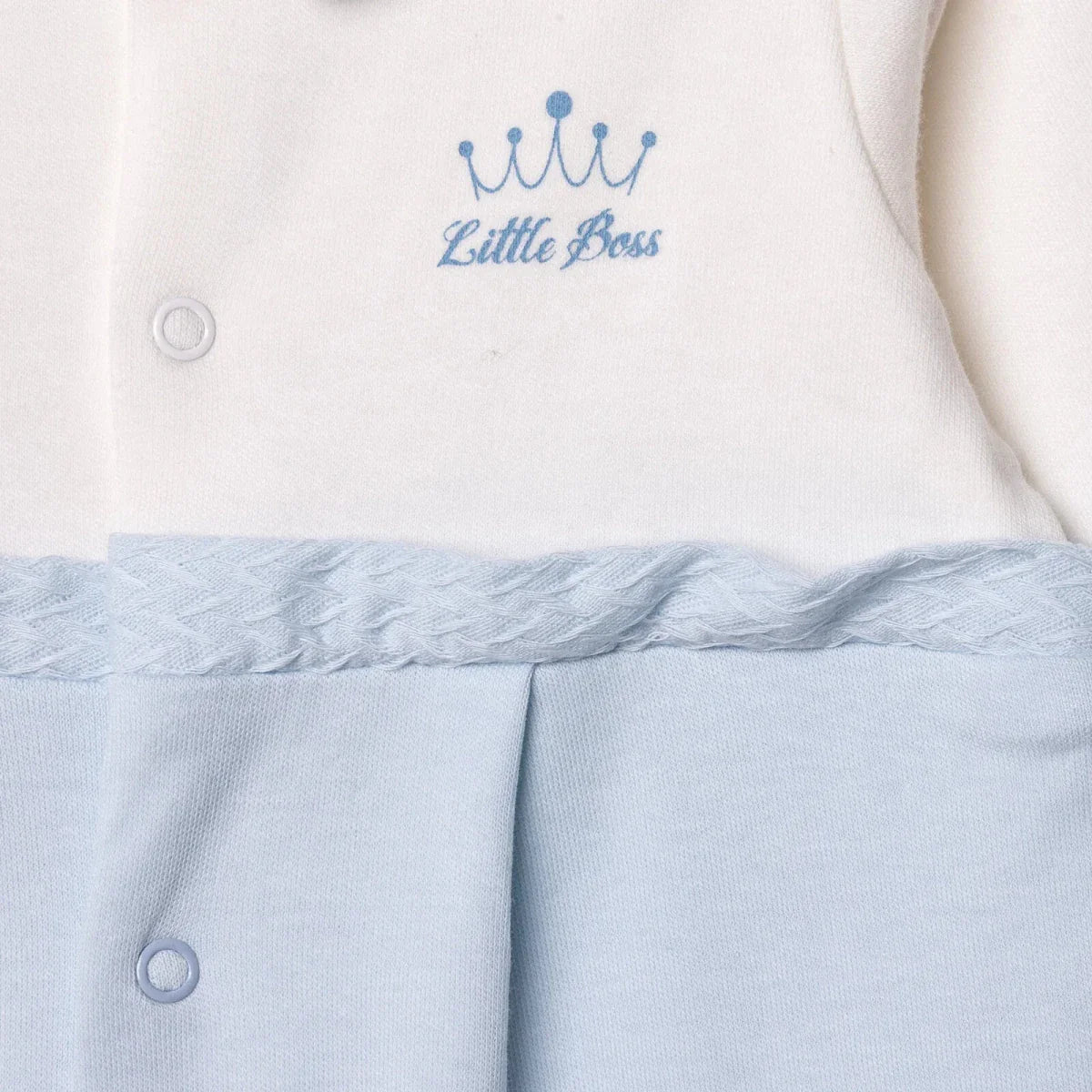 Bebetto Boys Footed Sleepsuit Snap Fastening Little Boss Shirt Collar Full Length Long Sleeve - Blue | Luxury Home Accessories | Heulog Glow