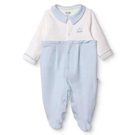Bebetto Boys Footed Sleepsuit Snap Fastening Little Boss Shirt Collar Full Length Long Sleeve - Blue | Luxury Home Accessories | Heulog Glow