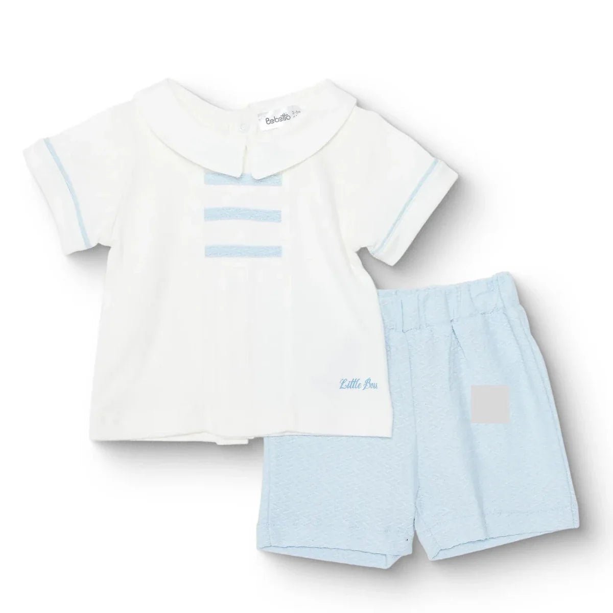 Bebetto Boys T-shirt & Shorts Set Snap Fastening Little Boss Shirt Collar Short Length Short Sleeve - Blue | Luxury Home Accessories | Heulog Glow