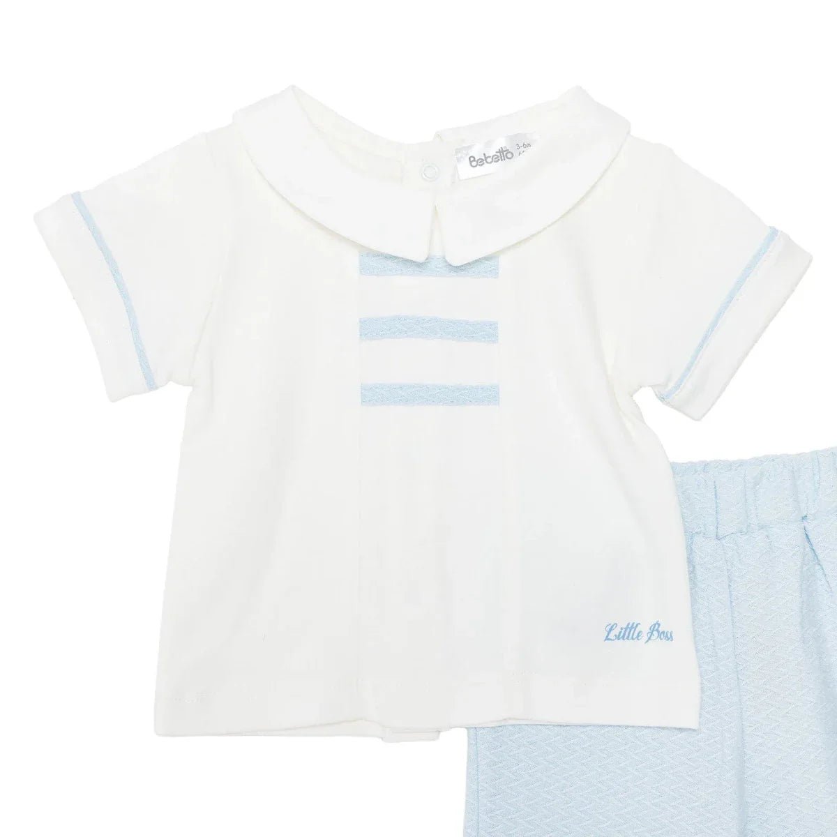 Bebetto Boys T-shirt & Shorts Set Snap Fastening Little Boss Shirt Collar Short Length Short Sleeve - Blue | Luxury Home Accessories | Heulog Glow