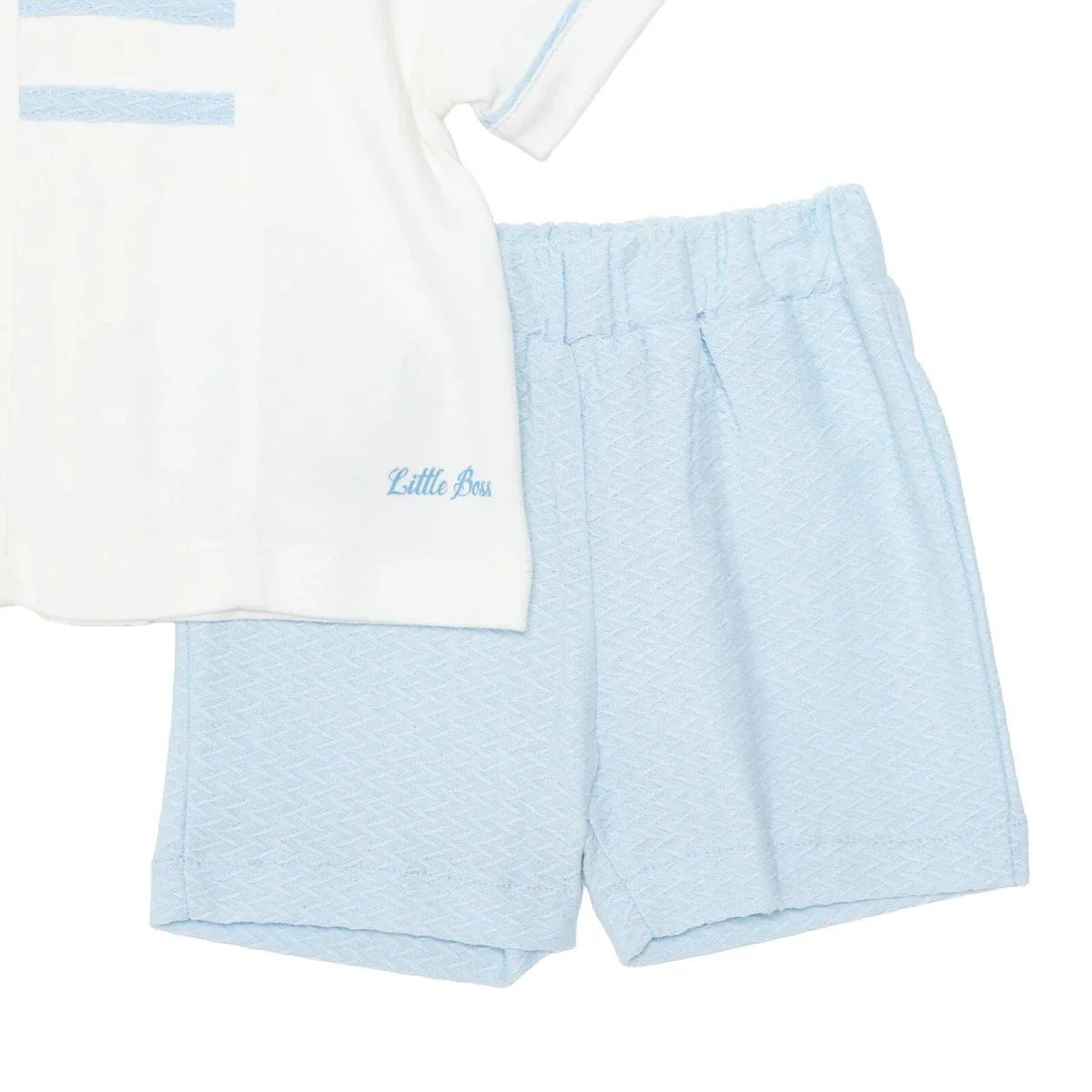 Bebetto Boys T-shirt & Shorts Set Snap Fastening Little Boss Shirt Collar Short Length Short Sleeve - Blue | Luxury Home Accessories | Heulog Glow