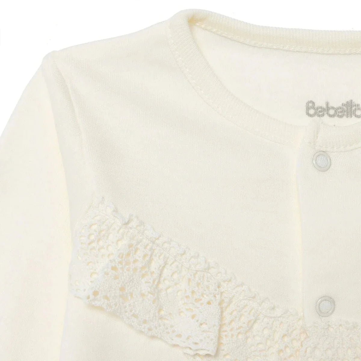 Bebetto Girls Cardigan & Footless Bottom Set Snap Fastening Ceremony Crew Neck Full Length Long Slee - Ecru | Luxury Home Accessories | Heulog Glow
