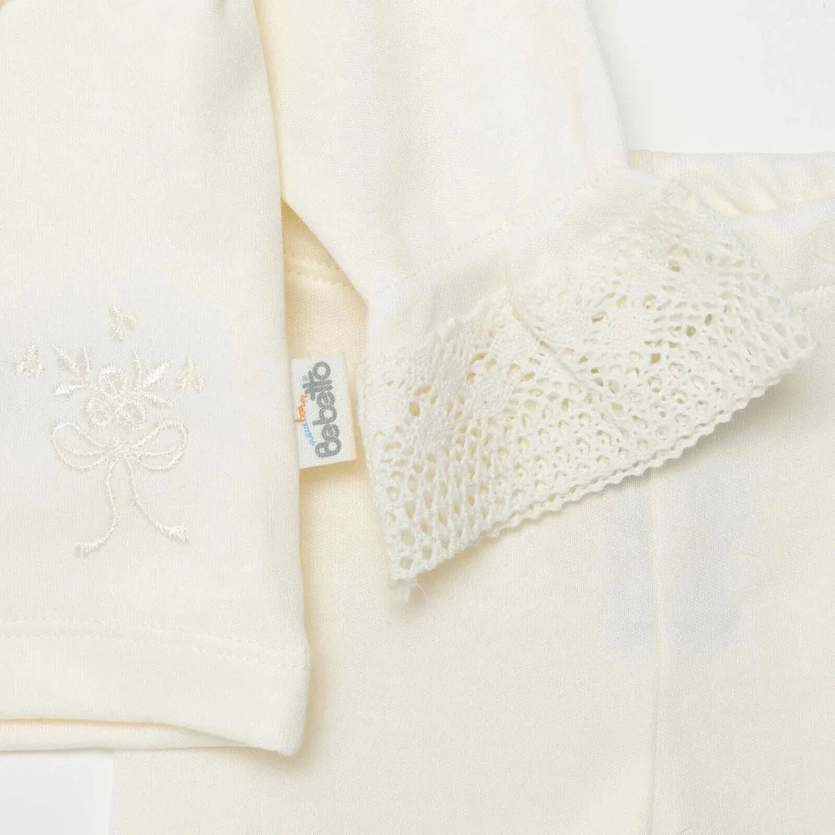Bebetto Girls Cardigan & Footless Bottom Set Snap Fastening Ceremony Crew Neck Full Length Long Slee - Ecru | Luxury Home Accessories | Heulog Glow