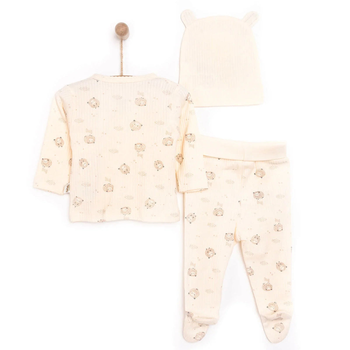 Bebetto Newborn Baby Girl Top-Footed Jumpsuit- Hat - Ecru | Luxury Home Accessories | Heulog Glow