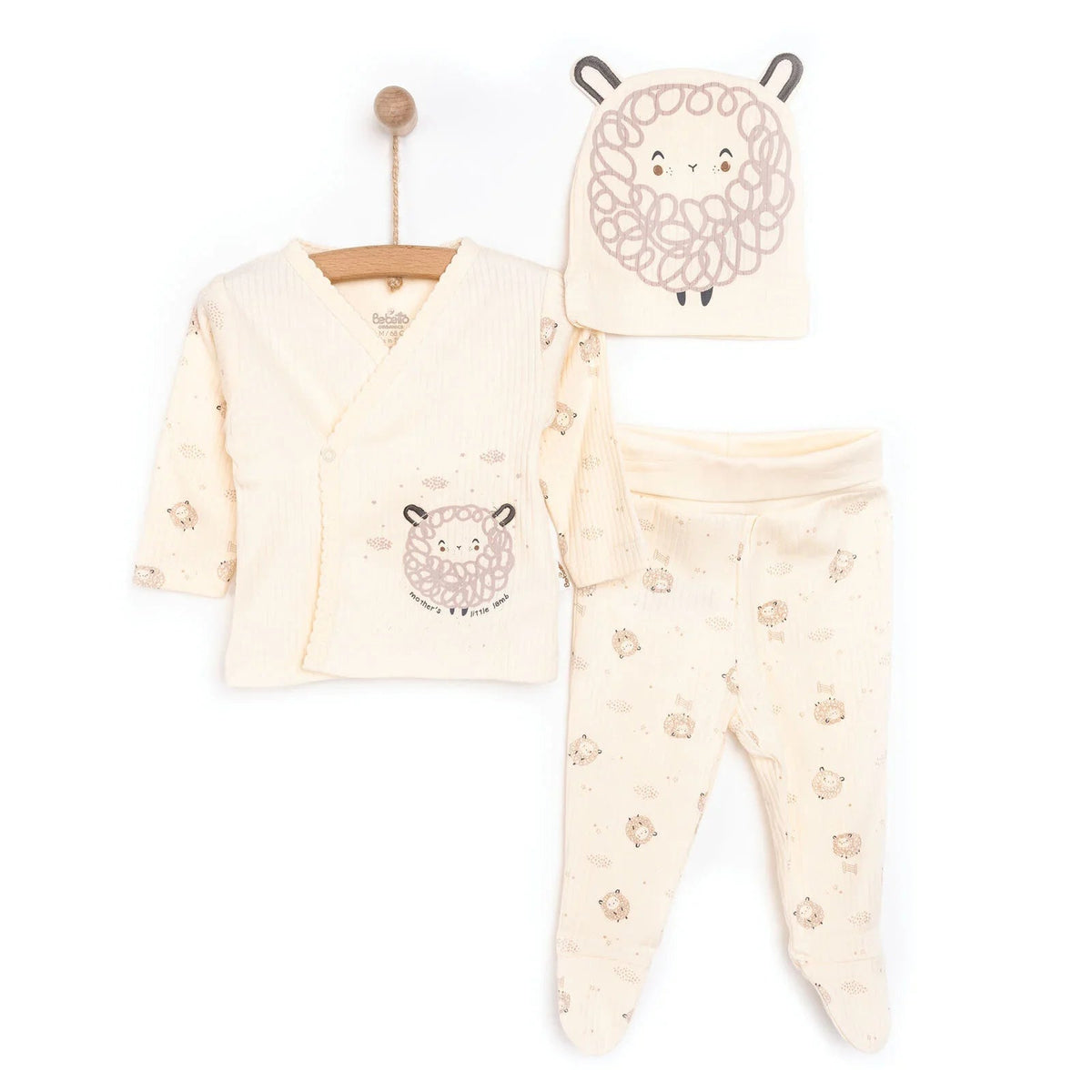 Bebetto Newborn Baby Girl Top-Footed Jumpsuit- Hat - Ecru | Luxury Home Accessories | Heulog Glow