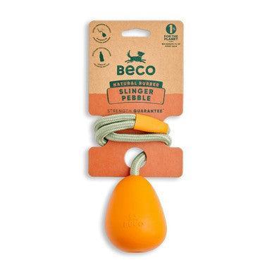 Beco Natural Rubber Pebble Slinger Toy for Fetch Orange | Luxury Home Accessories | Heulog Glow