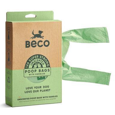 Beco Unscented Recycled Poop Bags with Handles x120 Pack | Luxury Home Accessories | Heulog Glow