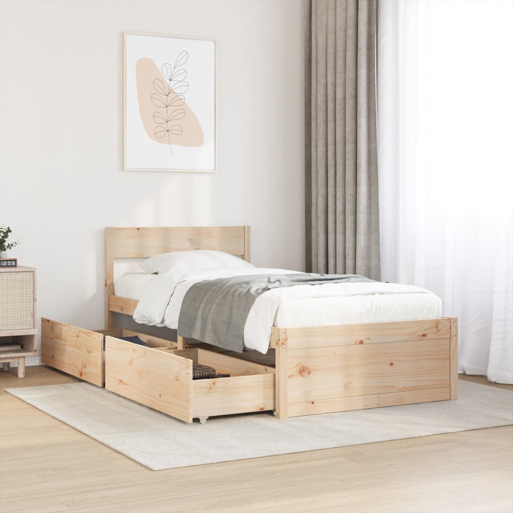 Bed Frame without Mattress 90x200 cm Solid Wood Pine | Luxury Home Accessories | Heulog Glow