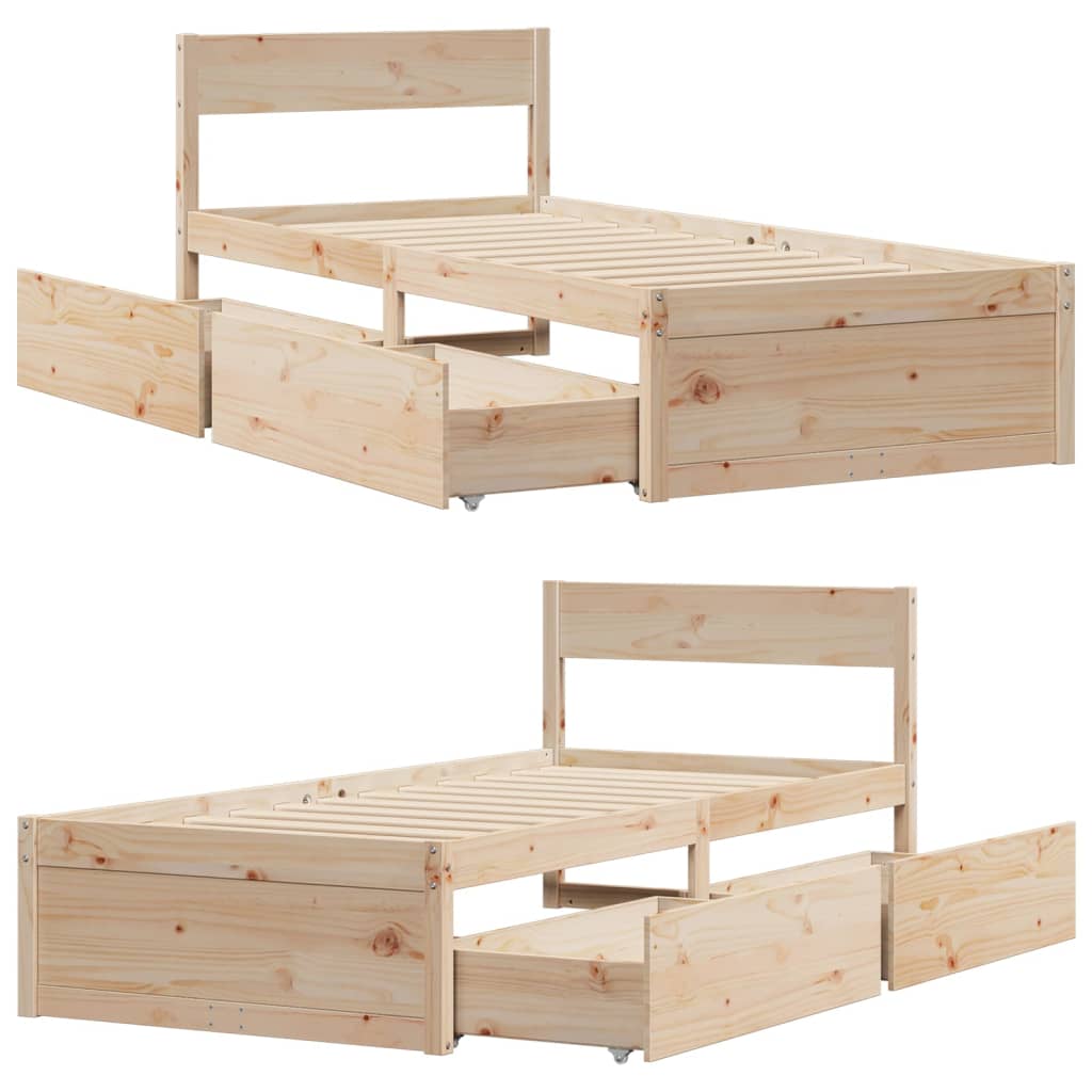 Bed Frame without Mattress 90x200 cm Solid Wood Pine | Luxury Home Accessories | Heulog Glow