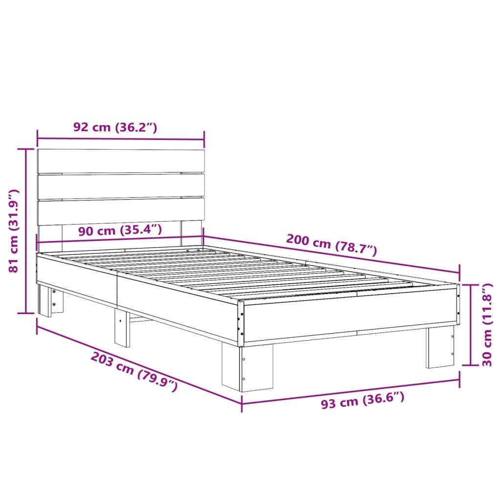 Bed Frame without Mattress Black 90x200 cm | Luxury Home Accessories | Heulog Glow
